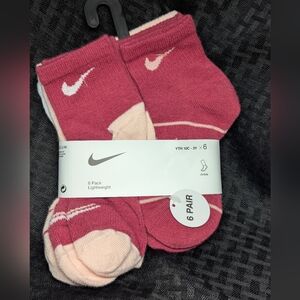 Pink, Peach and White Nike Lightweight Ankle Socks 6pk.